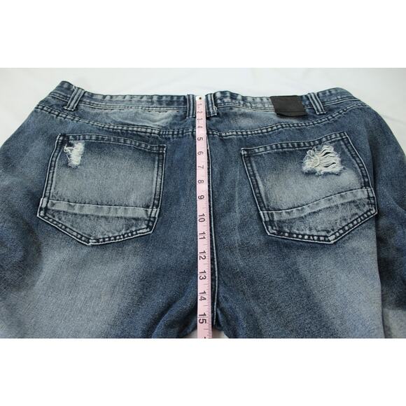 Contender Moto Jeans Men’s 42x34 Distressed Biker Denim Blue Wash - Picture 10 of 11
